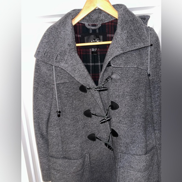MNG SUIT, WOOL, 3/4 LENGTH, MEN’S GRAY DESIGNER HOODED PEA COAT          Size: M - Picture 9 of 15